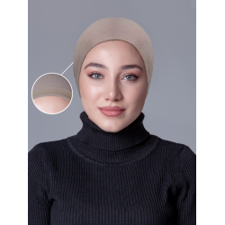 Açık Vizon Dikişsiz Kaymayan Bone (Likralı)