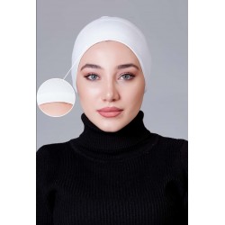 Beyaz Dikişsiz Kaymayan Bone (Likralı)