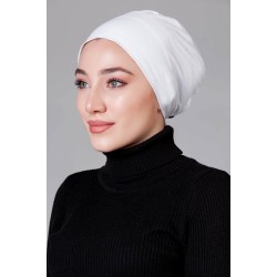 Beyaz Dikişsiz Kaymayan Bone (Likralı)