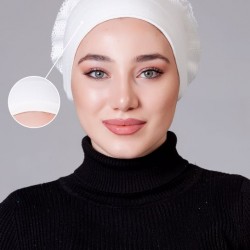 Krem Fırfırlı Kaymayan Bone (Likralı) Krem Fırfırlı Kaymayan Bone (Likralı)