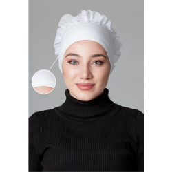 Beyaz Fırfırlı Kaymayan Bone