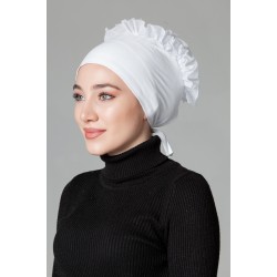 Beyaz Fırfırlı Kaymayan Bone