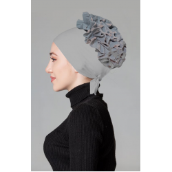 Gri Fırfırlı Kaymayan Bone (Likralı)