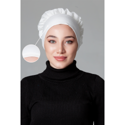 Krem Fırfırlı Kaymayan Bone