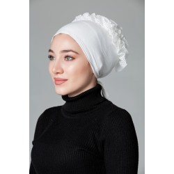 Krem Fırfırlı Kaymayan Bone