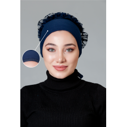 Lacivert Fırfırlı Kaymayan Bone