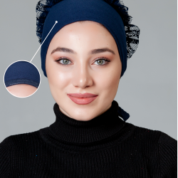 Lacivert Fırfırlı Kaymayan Bone Lacivert Fırfırlı Kaymayan Bone