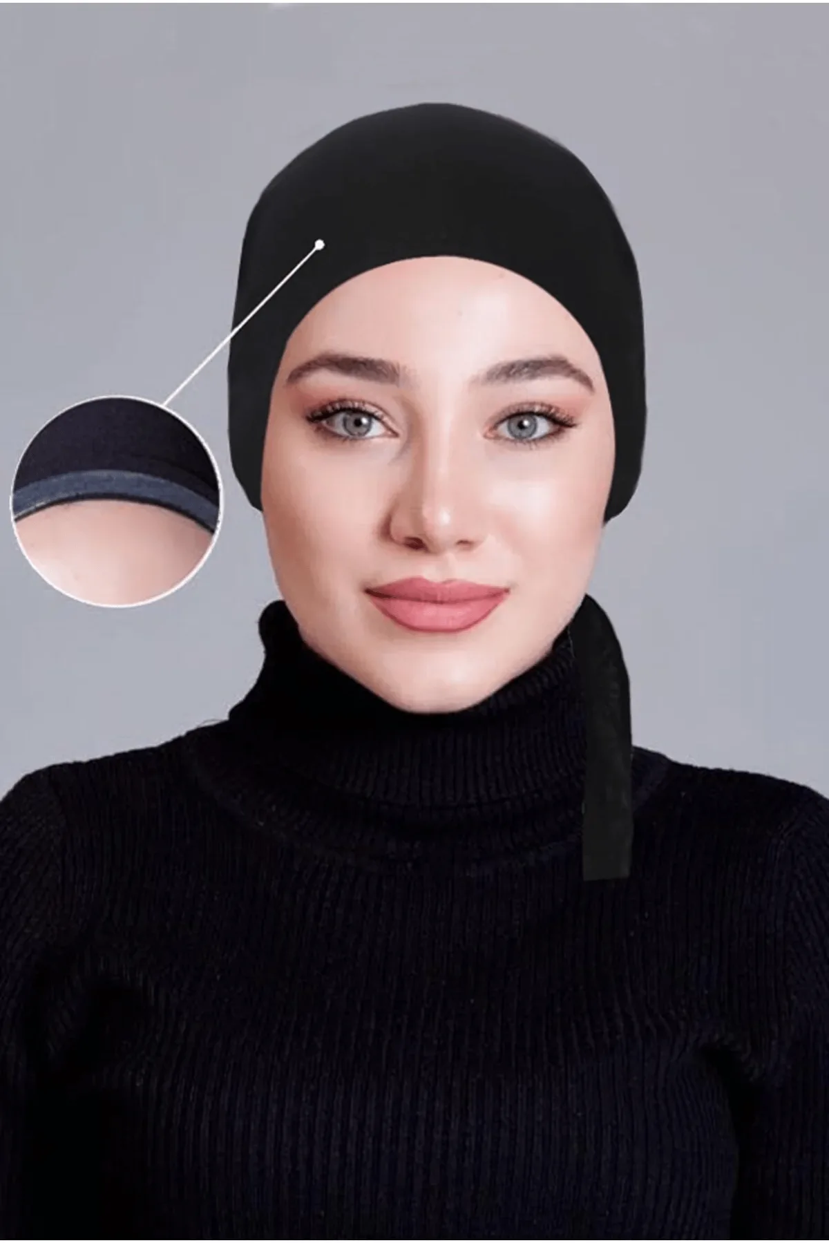 Lacivert Fırfırlı Kaymayan Bone (Likralı)