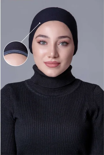 Siyah Dikişsiz Kaymayan Bone (Likralı) küçük görüntüsü