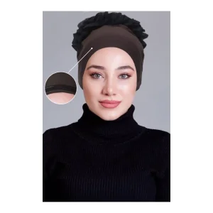 Kahverengi Fırfırlı Kaymayan Bone (Likralı)