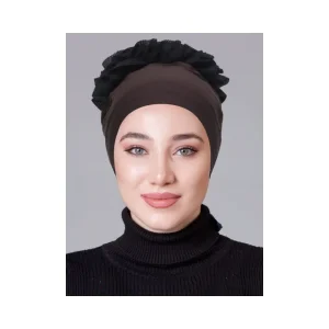 Kahverengi Fırfırlı Kaymayan Bone (Likralı)