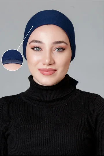 Lacivert Dikişsiz Kaymayan Bone